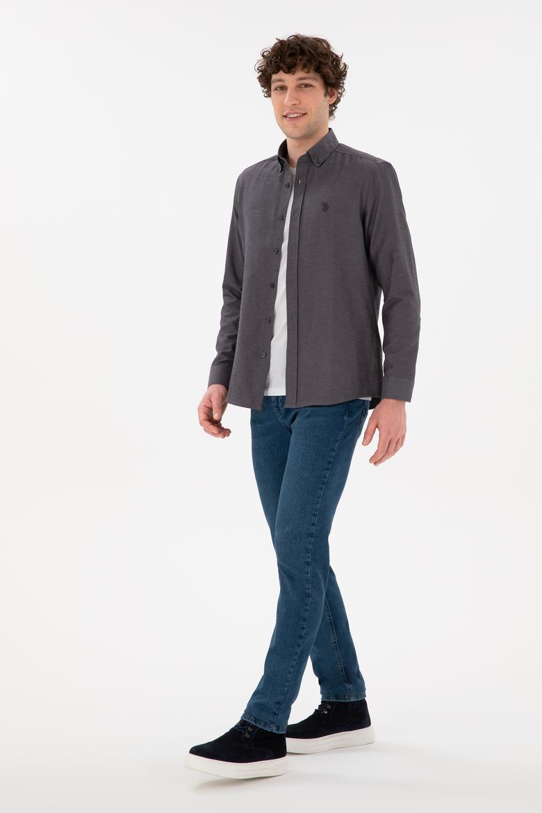 Erkek Antrasit Uzun Kollu Basic Gömlek - 50296777091