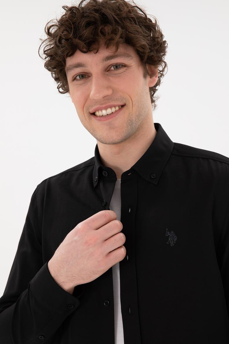 Erkek Siyah Uzun Kollu Basic Gömlek - 50296777069