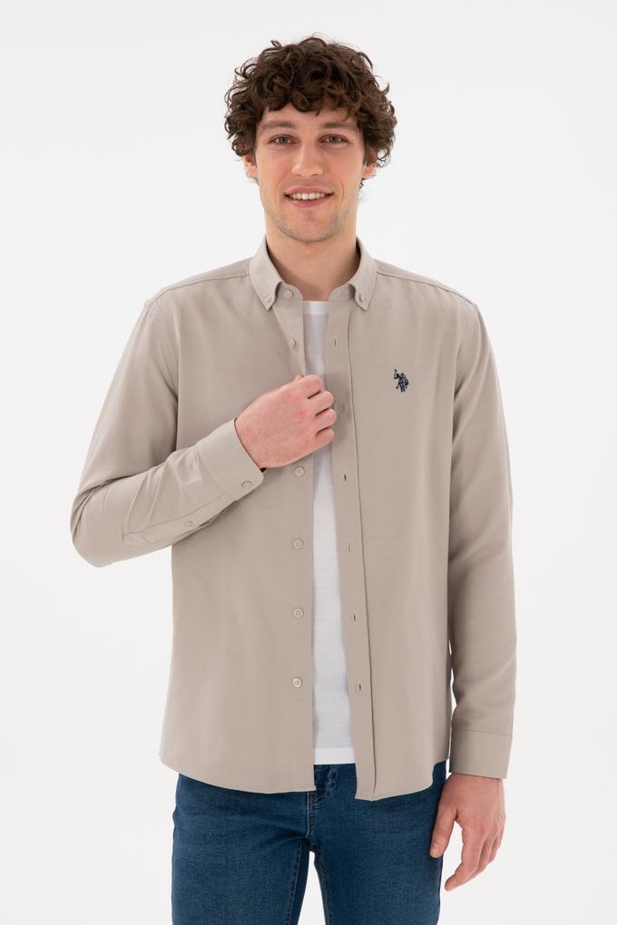 Erkek Taş Uzun Kollu Basic Gömlek