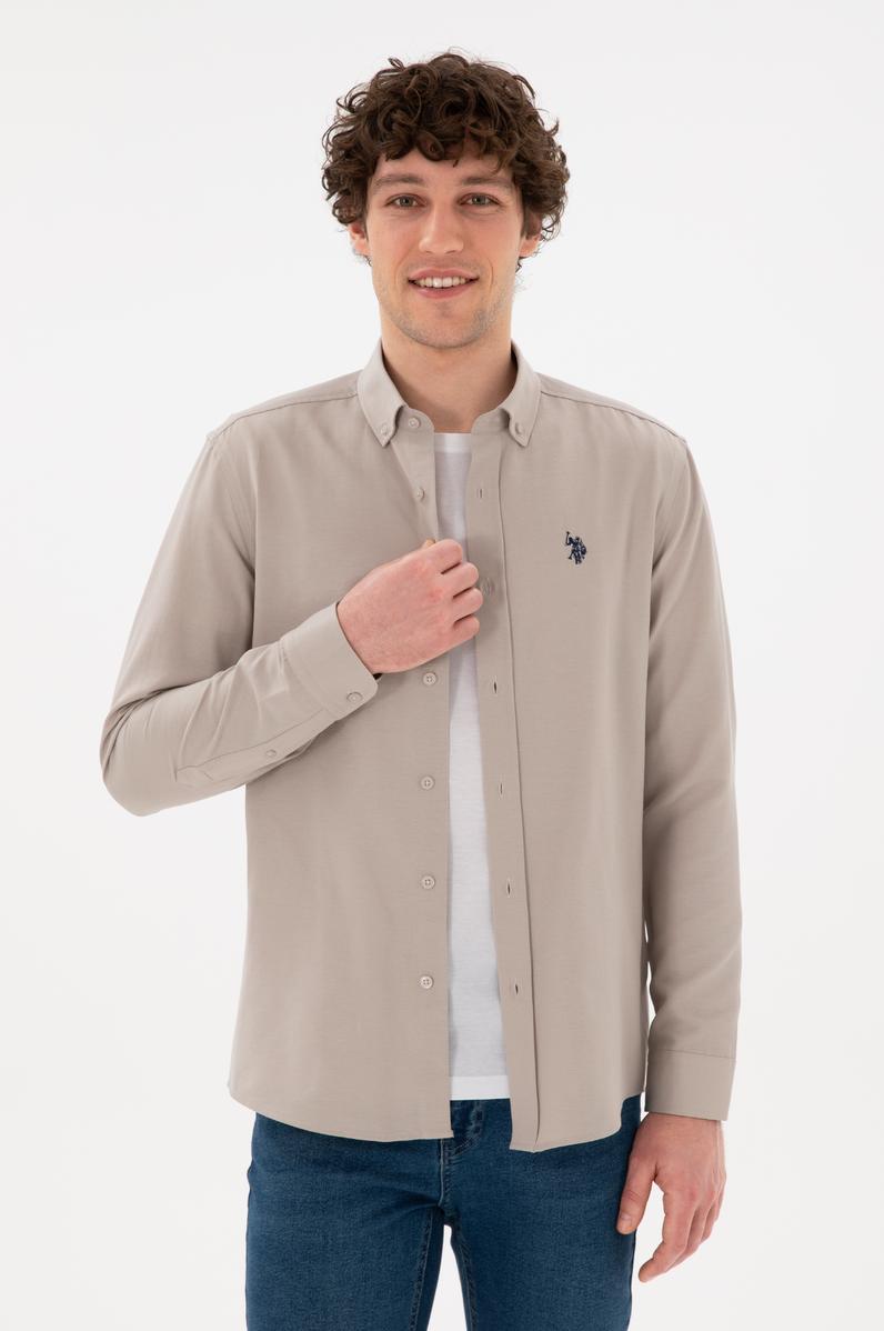 Erkek Taş Uzun Kollu Basic Gömlek