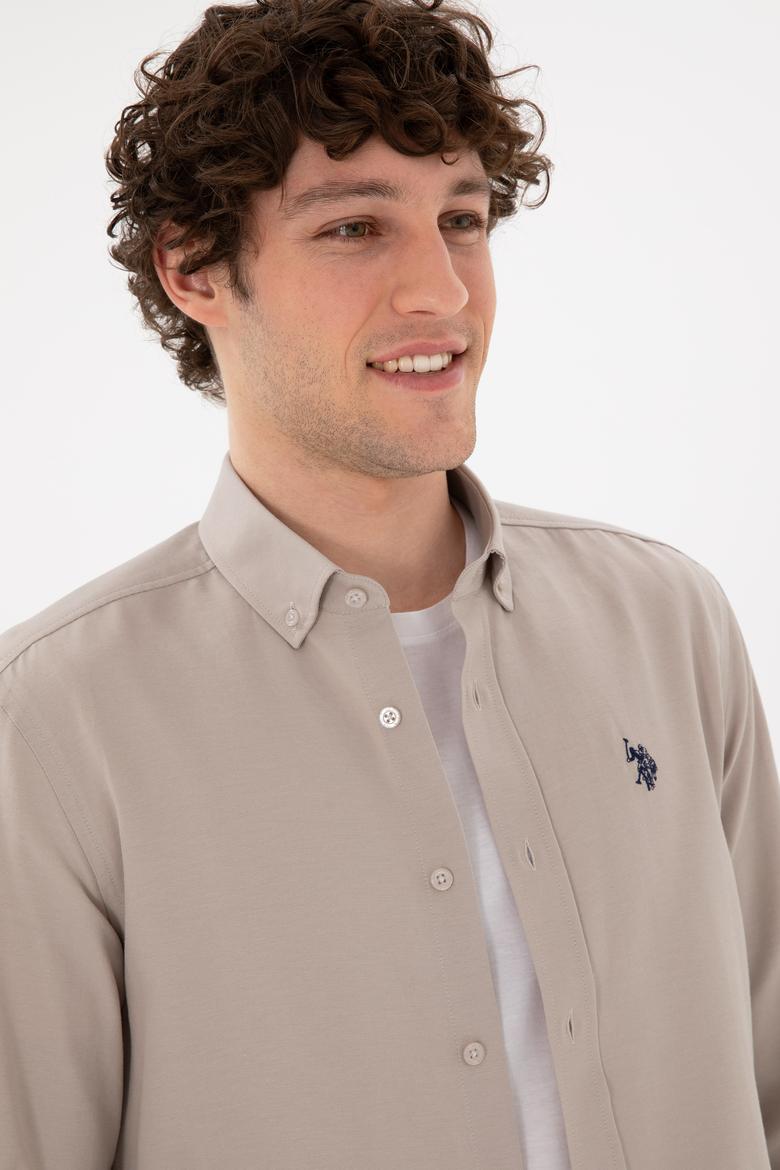 Erkek Taş Uzun Kollu Basic Gömlek - 50296777037