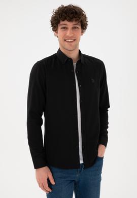 Erkek Siyah Uzun Kollu Basic Gömlek - 50296777069