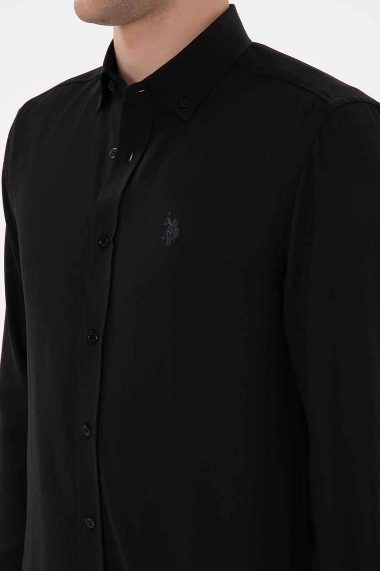 Erkek Siyah Uzun Kollu Basic Gömlek - 50296777069