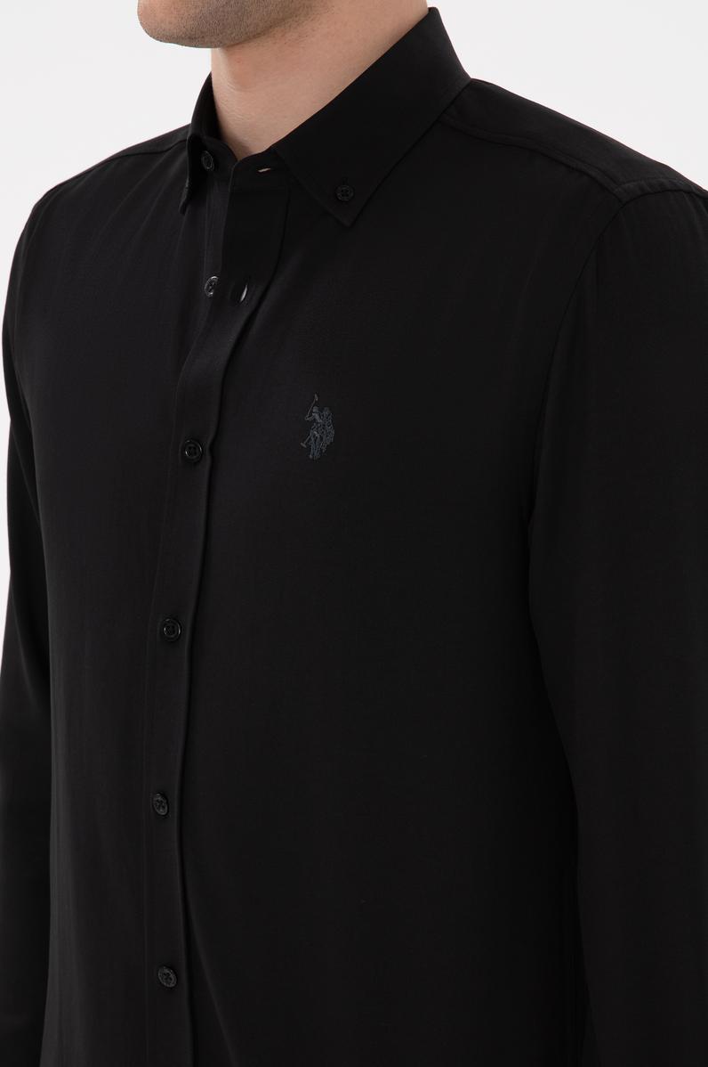 Erkek Siyah Uzun Kollu Basic Gömlek