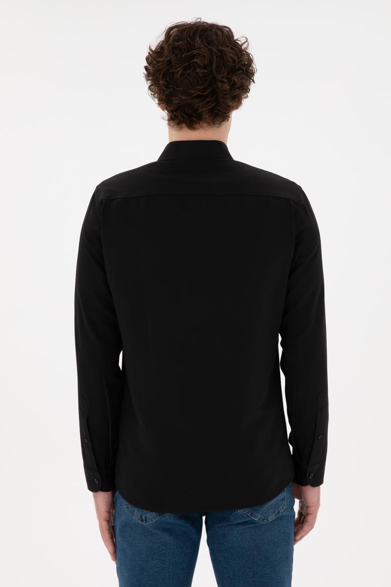 Erkek Siyah Uzun Kollu Basic Gömlek - 50296777069