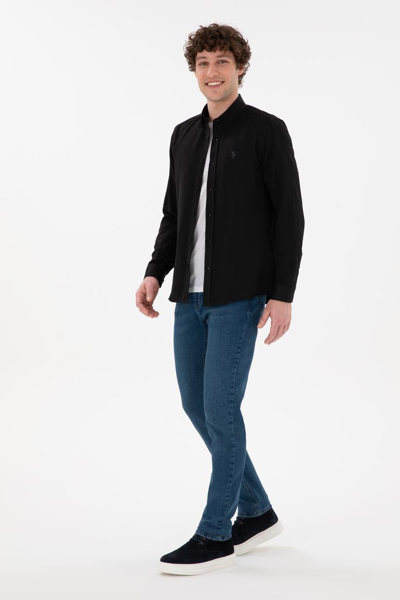 Erkek Siyah Uzun Kollu Basic Gömlek - 50296777069