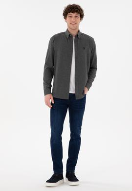 Erkek Antrasit Uzun Kollu Basic Gömlek - 50296757034