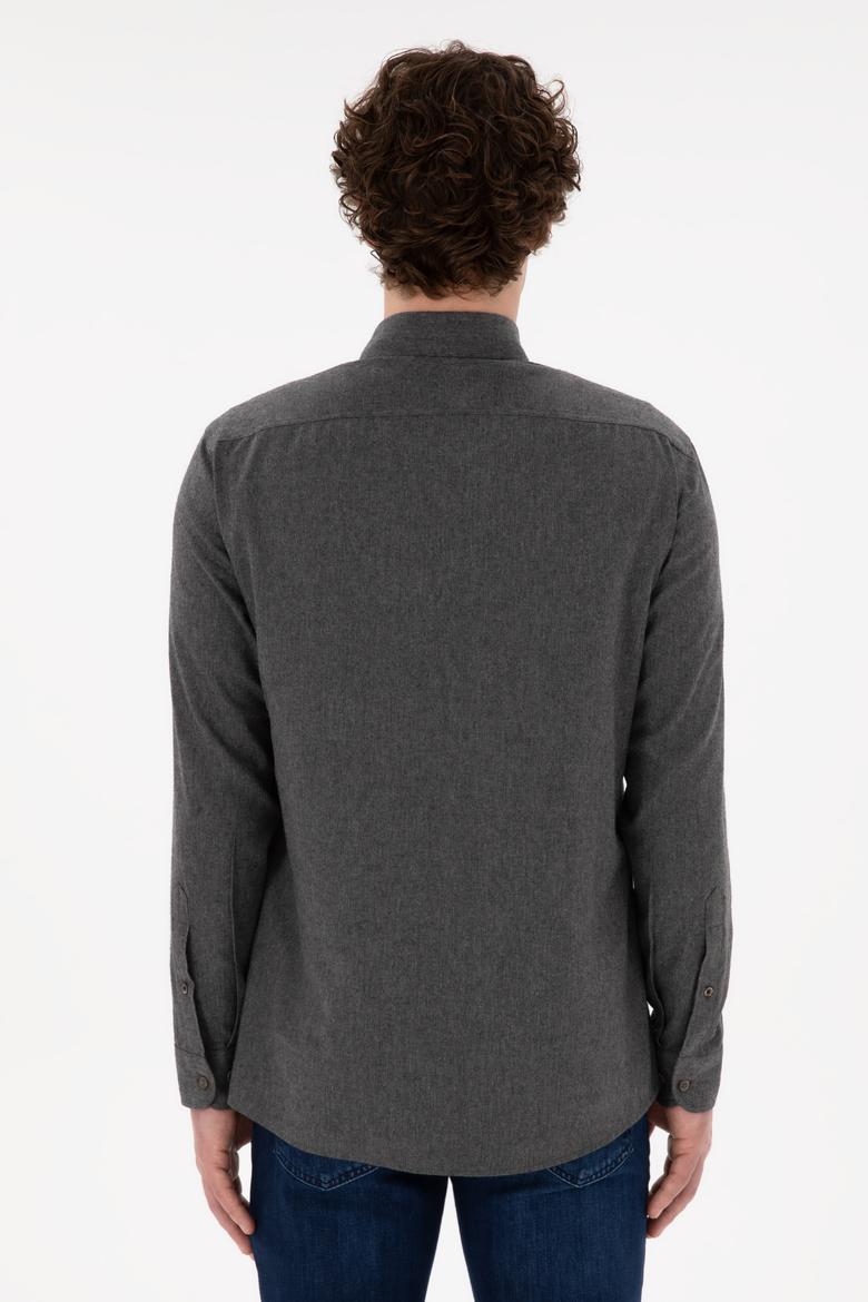 Erkek Antrasit Uzun Kollu Basic Gömlek - 50296757034
