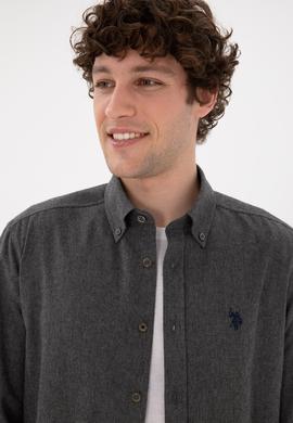 Erkek Antrasit Uzun Kollu Basic Gömlek - 50296757034