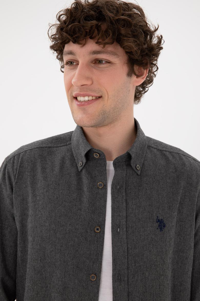 Erkek Antrasit Uzun Kollu Basic Gömlek - 50296757034