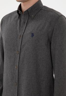 Erkek Antrasit Uzun Kollu Basic Gömlek - 50296757034