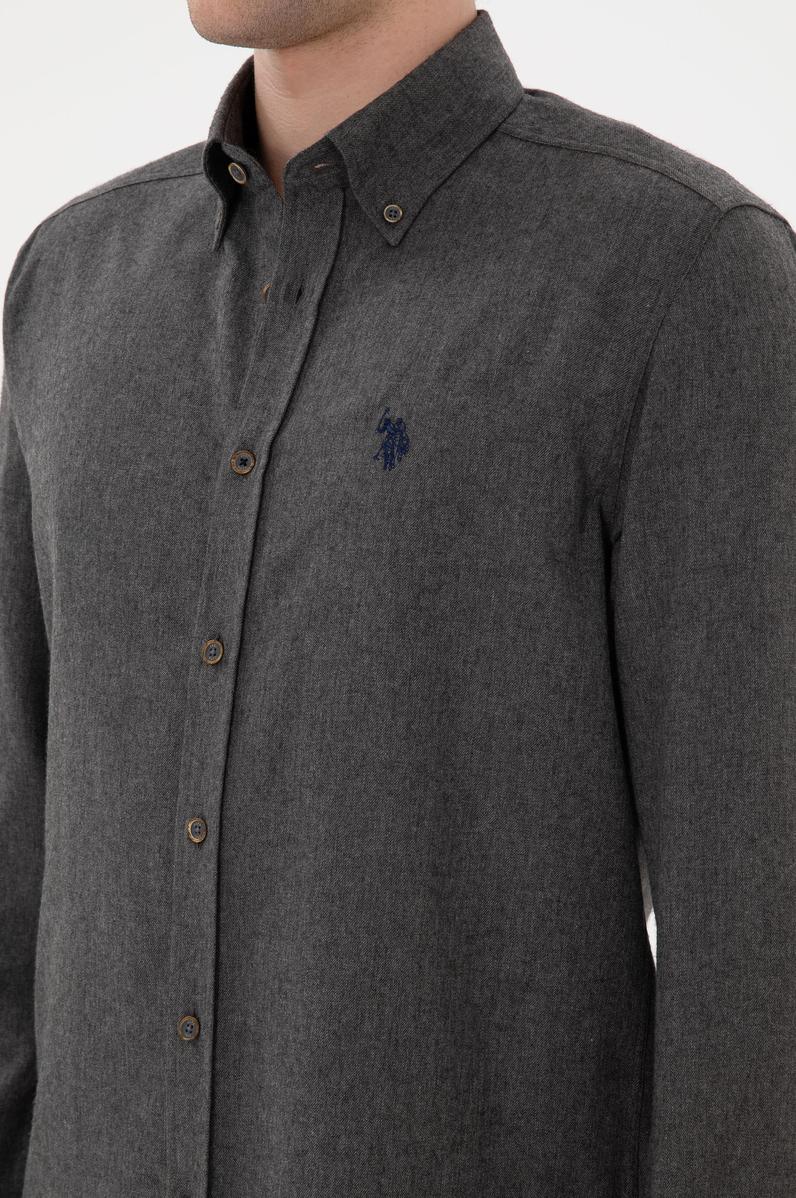 Erkek Antrasit Uzun Kollu Basic Gömlek