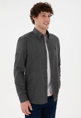 Erkek Antrasit Uzun Kollu Basic Gömlek - 50296757034