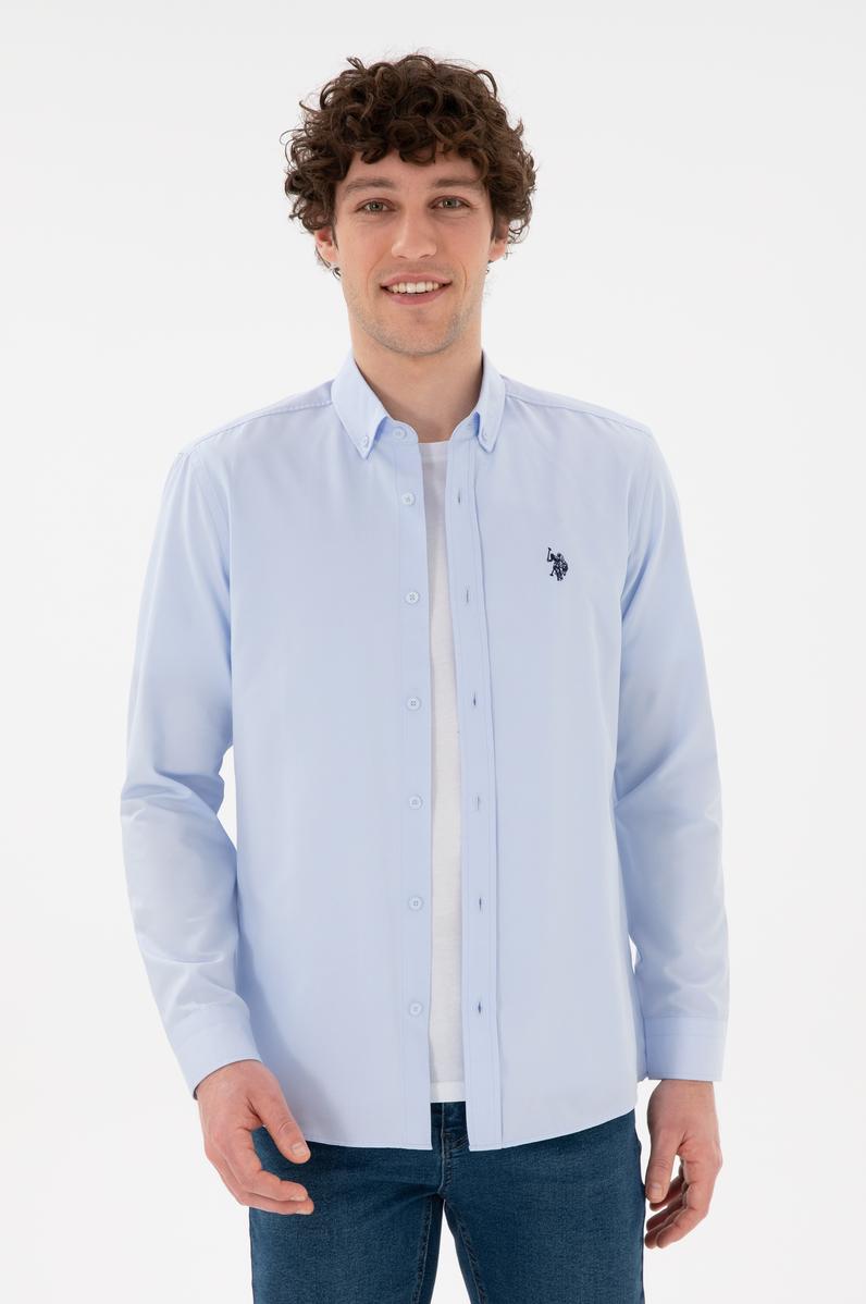 Erkek Açık Mavi Uzun Kollu Basic Gömlek