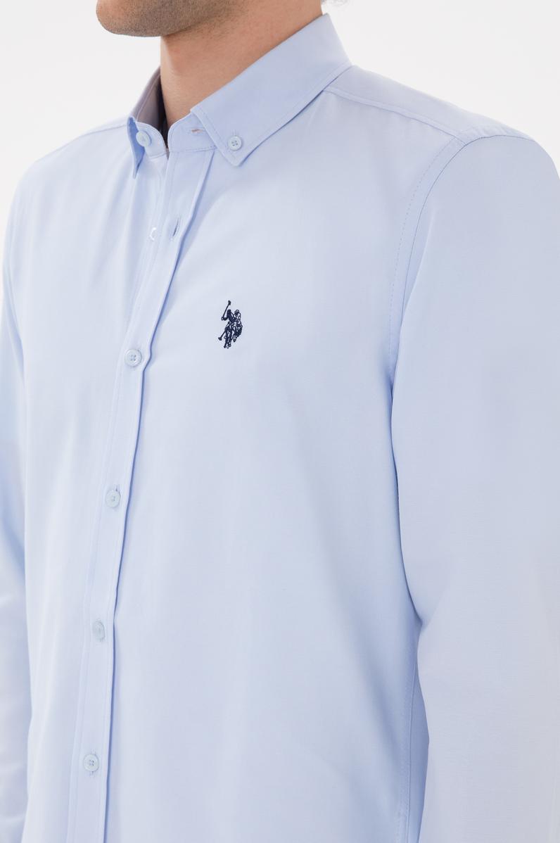 Erkek Açık Mavi Uzun Kollu Basic Gömlek