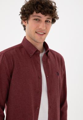 Erkek Bordo Uzun Kollu Basic Gömlek - 50296757018