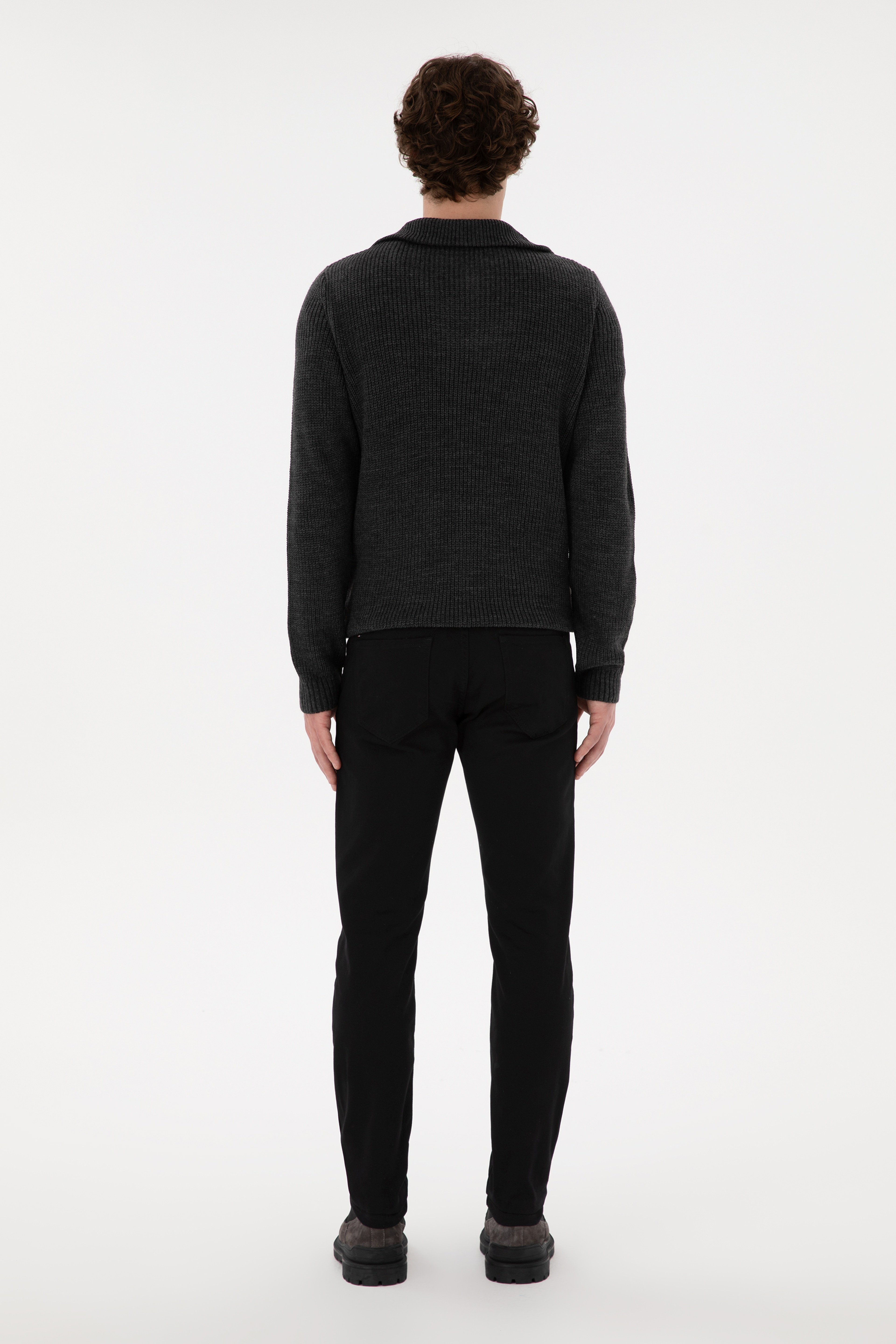 Erkek Slim Fit Siyah Kanvas Pantolon