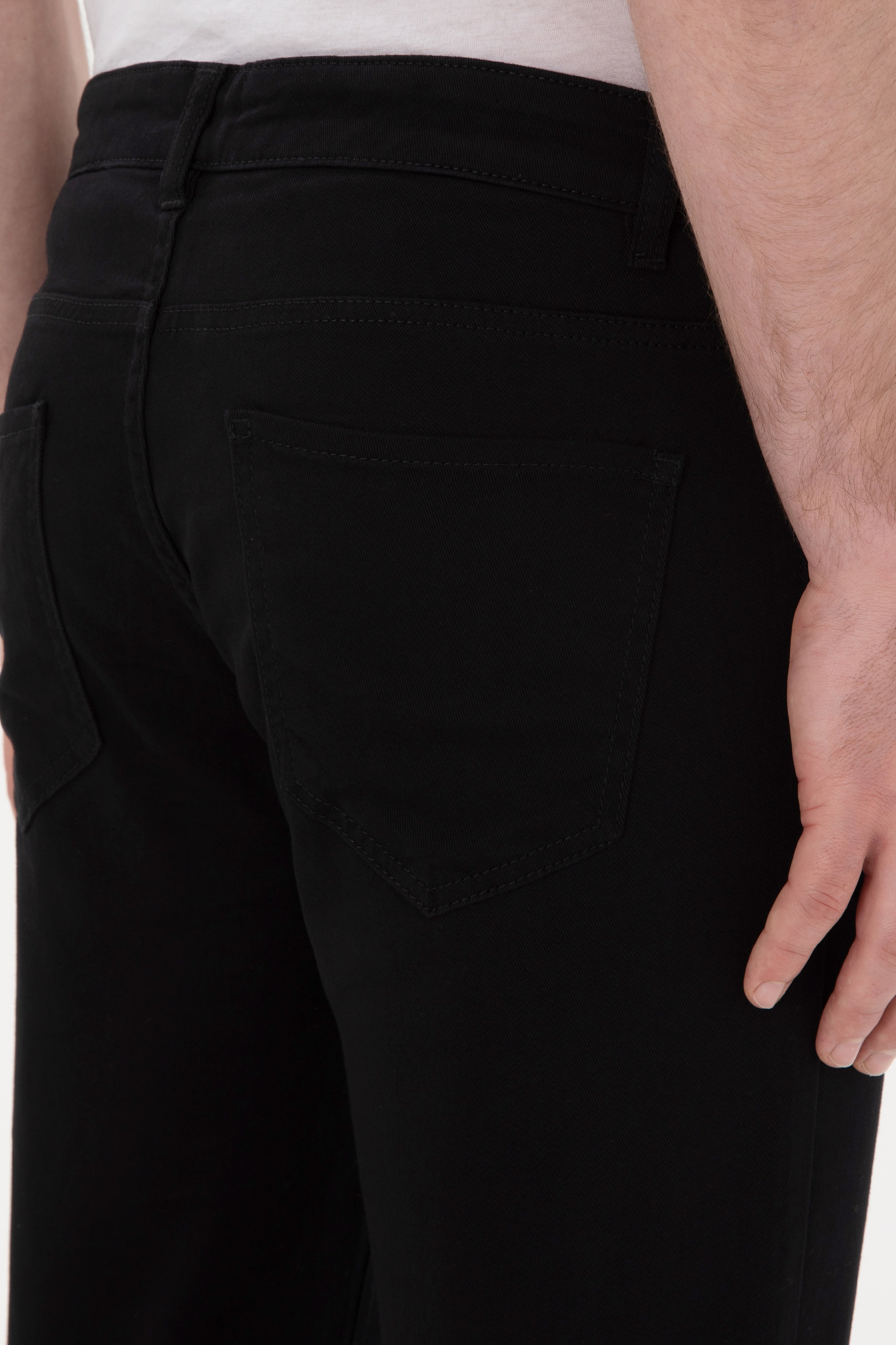 Erkek Slim Fit Siyah Kanvas Pantolon - Image 6