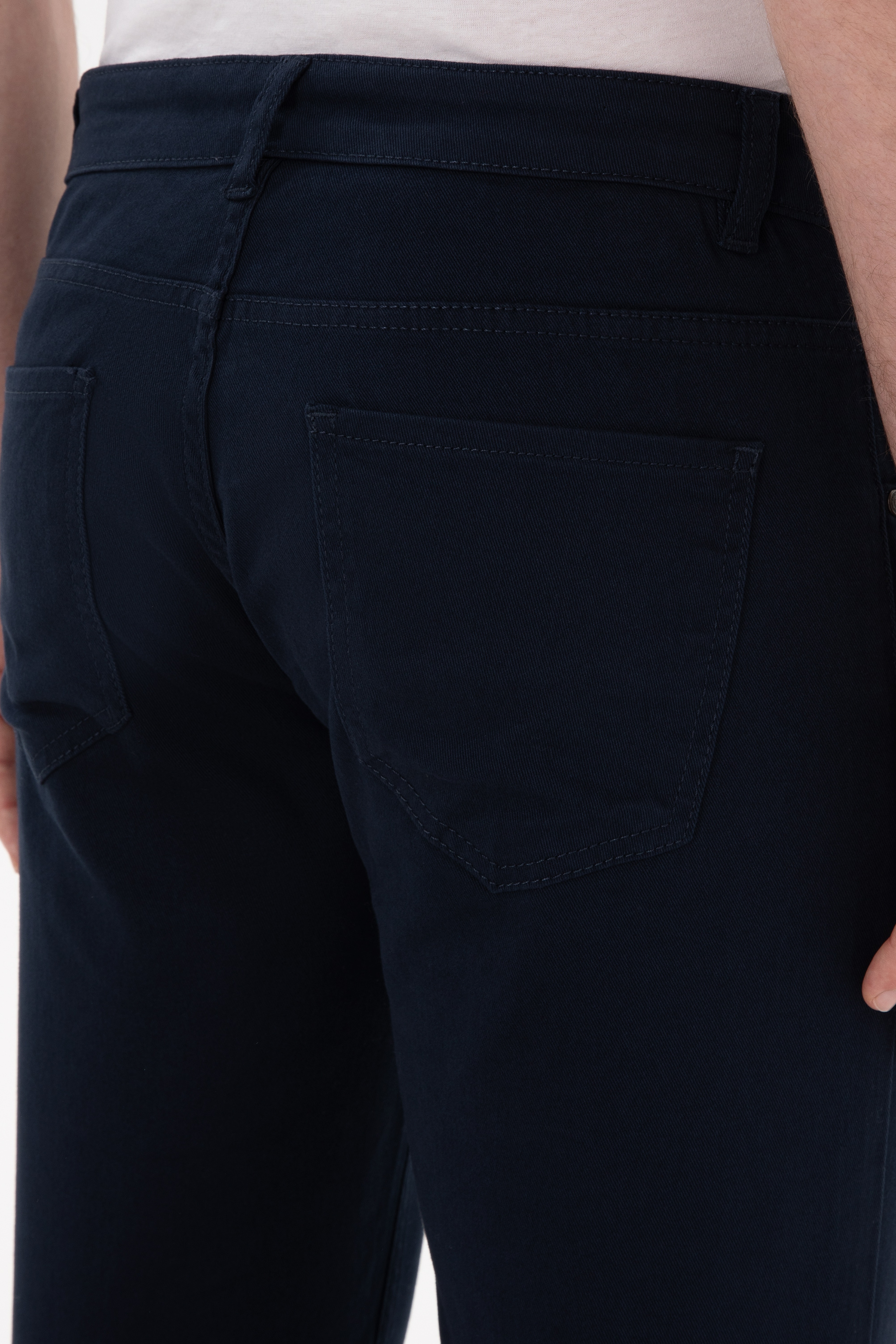 Erkek Lacivert Slim Fit Kanvas Pantolon - Image 6