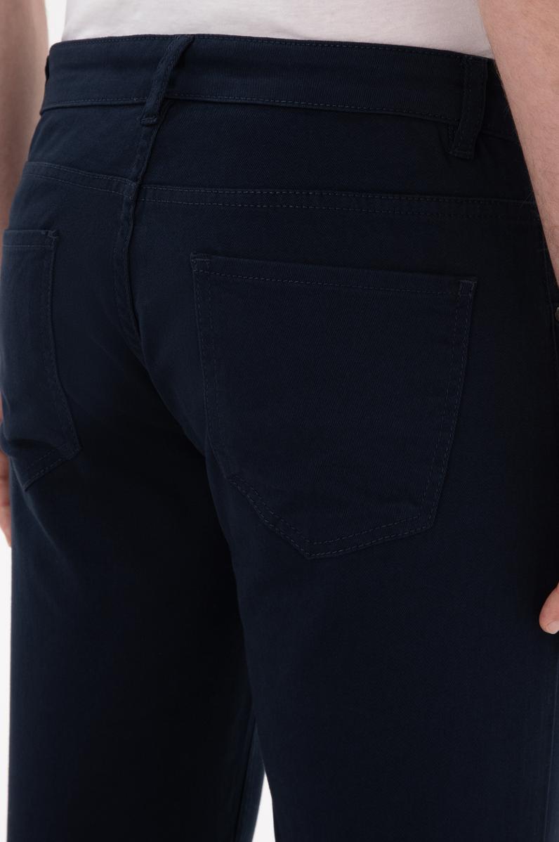 Erkek Lacivert Slim Fit Kanvas Pantolon