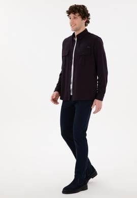 Erkek Lacivert Slim Fit Kanvas Pantolon - 50297545045