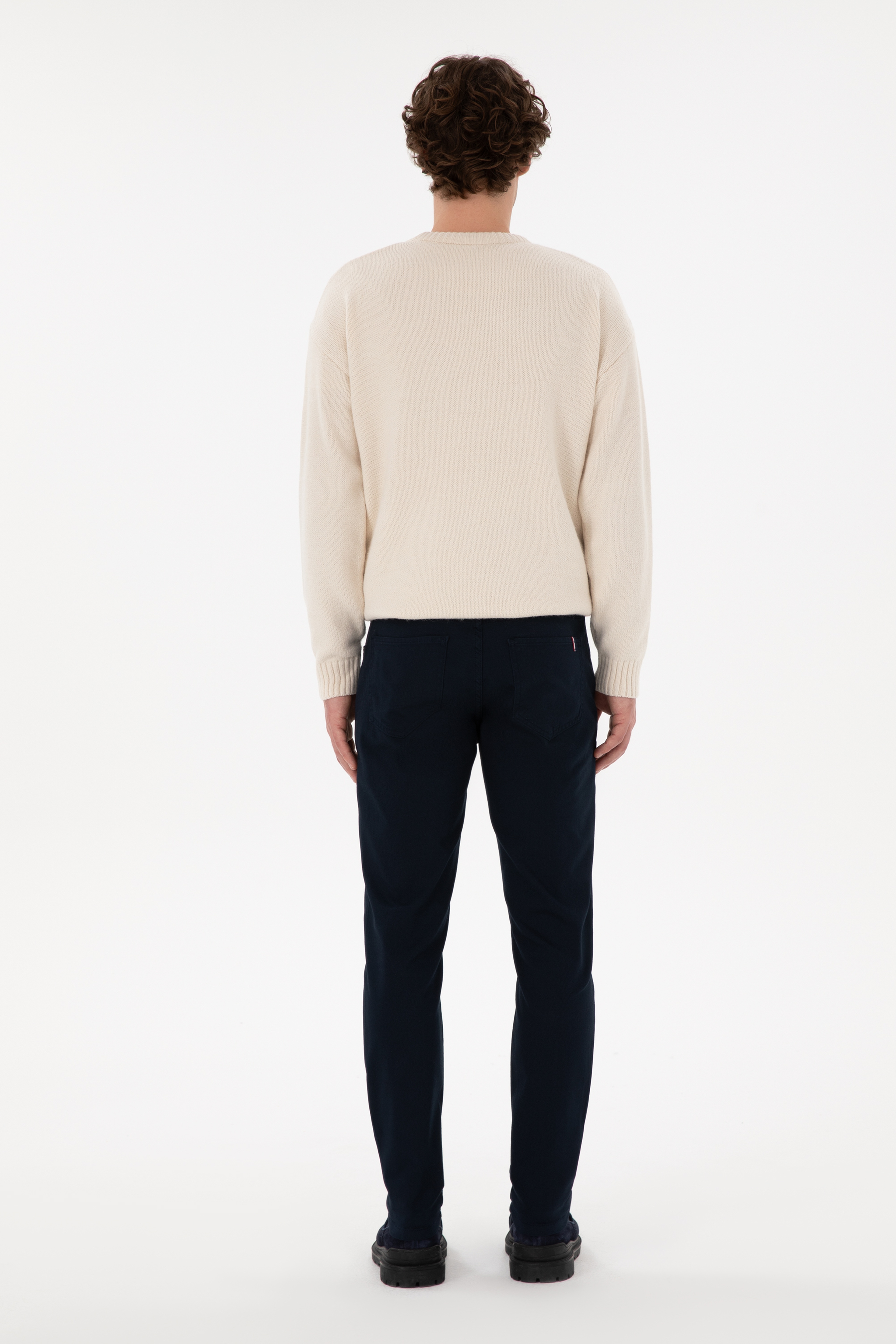 Erkek Lacivert Slim Fit Kanvas Pantolon - Image 4