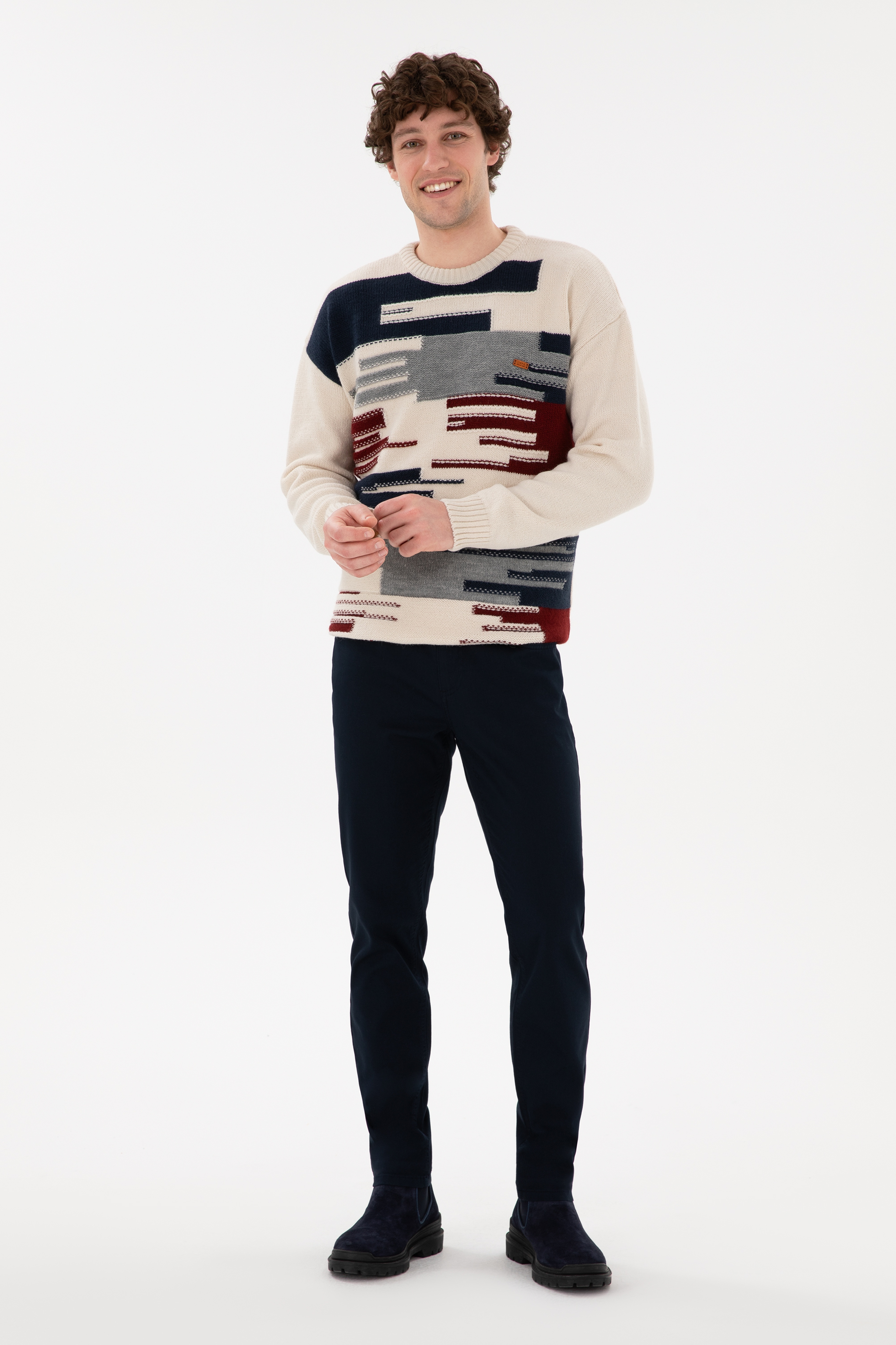 Erkek Lacivert Slim Fit Kanvas Pantolon - Image 3