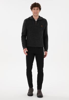 Erkek Siyah Slim Fit Kanvas Pantolon - 50297545122