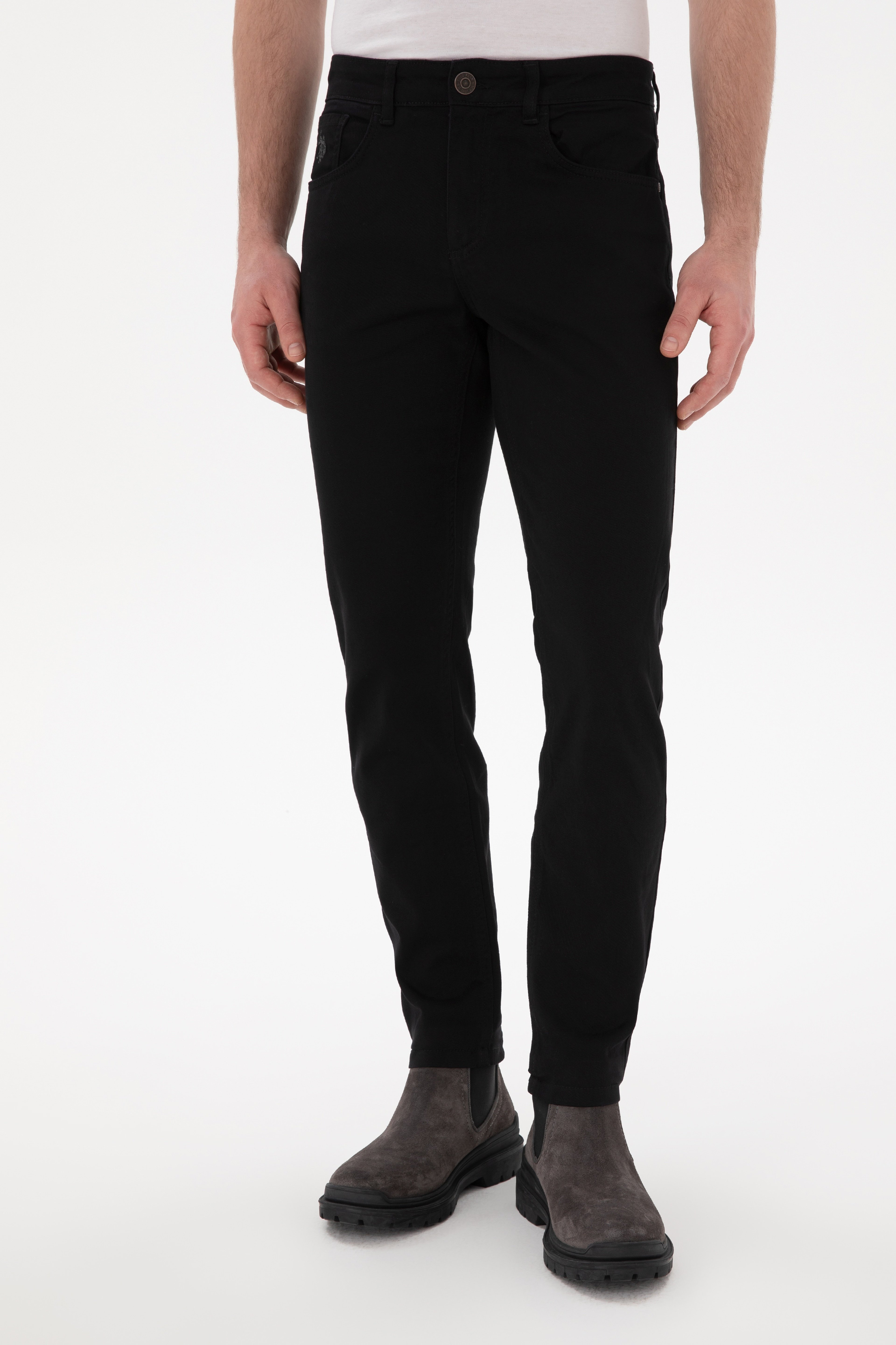 Erkek Slim Fit Siyah Kanvas Pantolon - Image 2