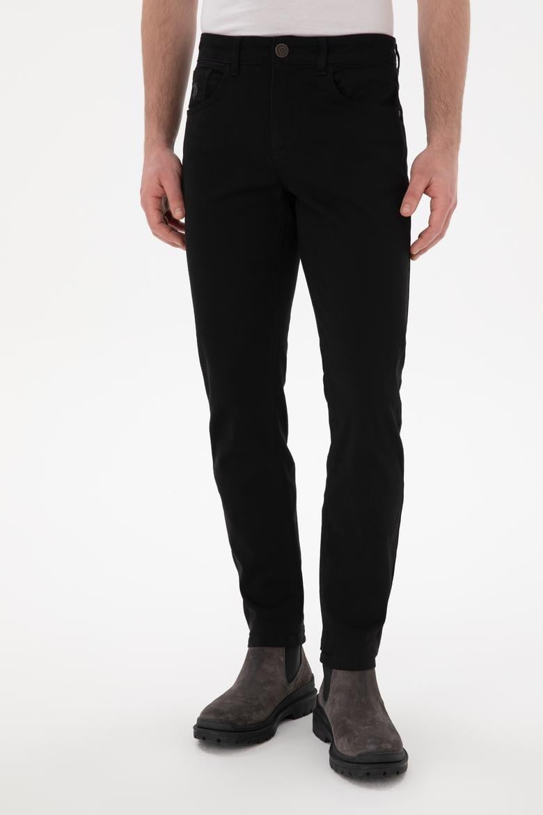 Erkek Siyah Slim Fit Kanvas Pantolon - 50297545122