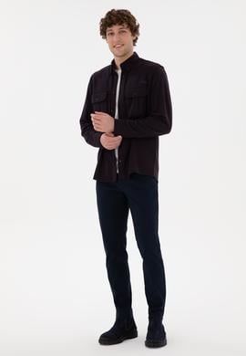 Erkek Lacivert Slim Fit Kanvas Pantolon - 50297545045