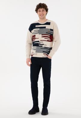 Erkek Lacivert Slim Fit Kanvas Pantolon - 50297841024