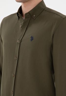 Erkek Haki Uzun Kollu Basic Gömlek - 50296777063