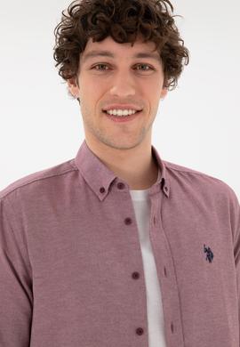 Erkek Bordo Uzun Kollu Basic Gömlek - 50296777036