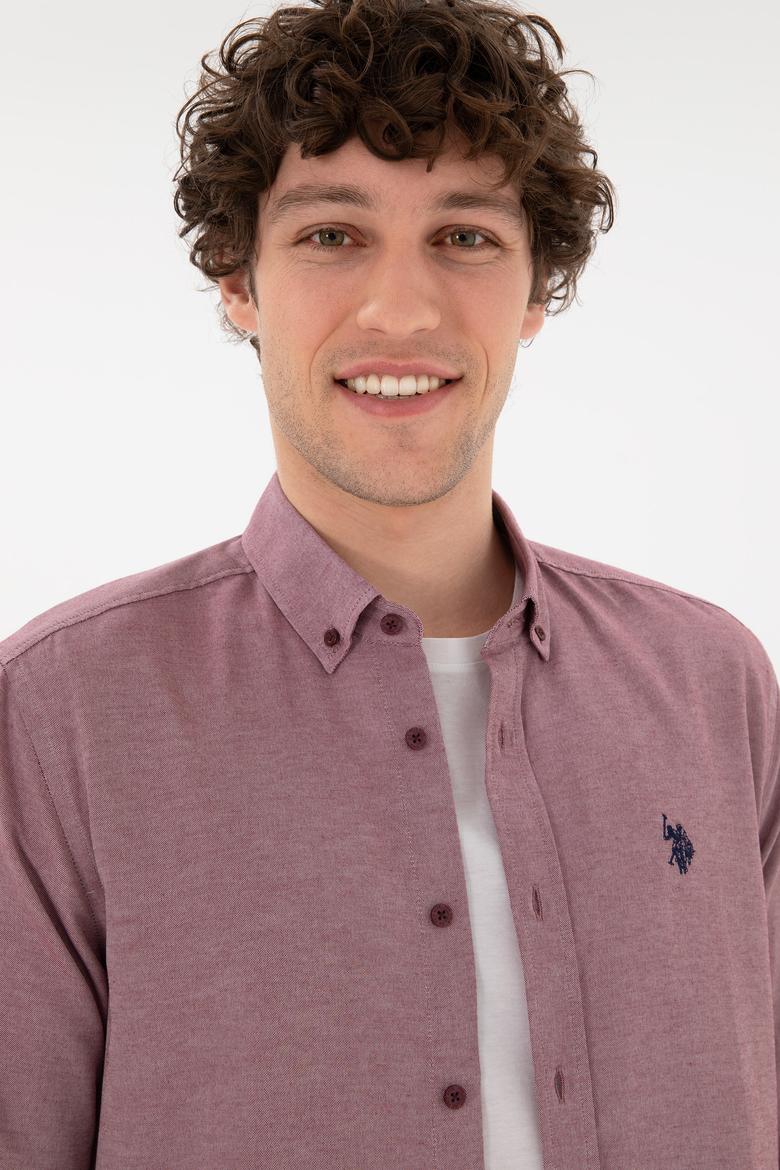 Erkek Bordo Uzun Kollu Basic Gömlek - 50296777036