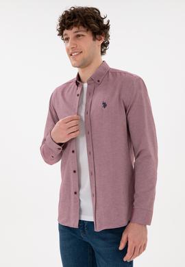 Erkek Bordo Uzun Kollu Basic Gömlek - 50296777036