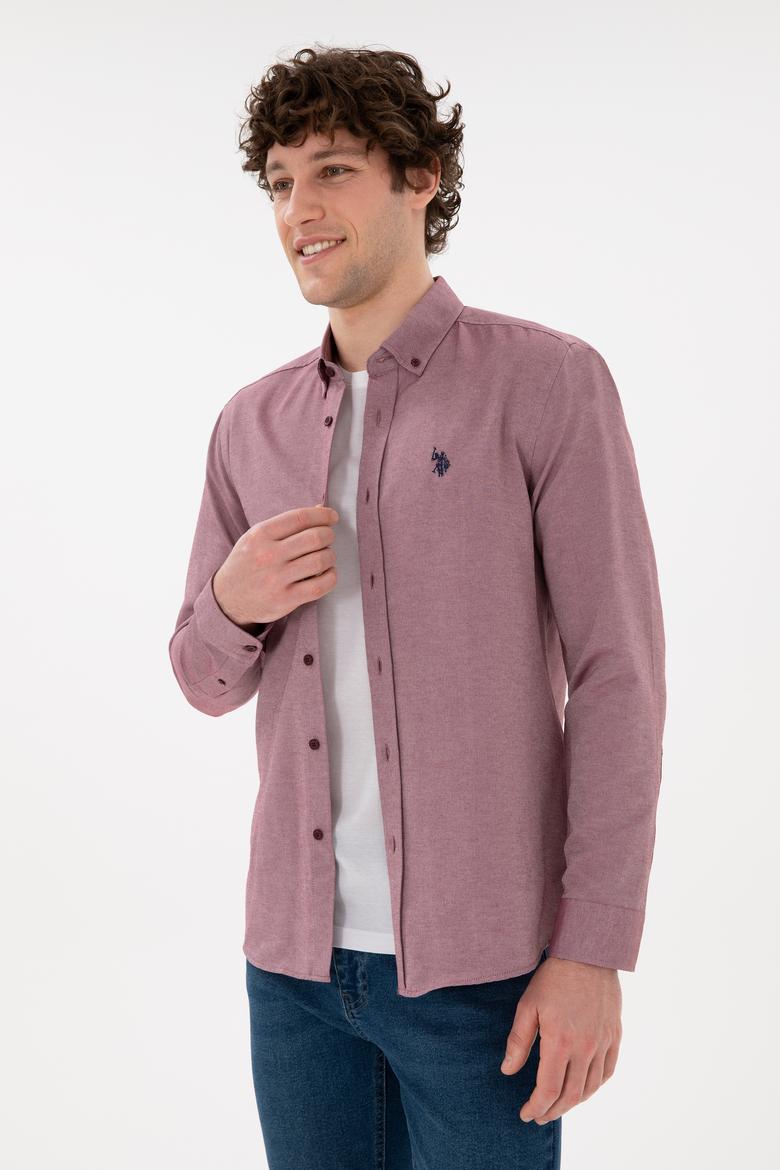 Erkek Bordo Uzun Kollu Basic Gömlek - 50296777036