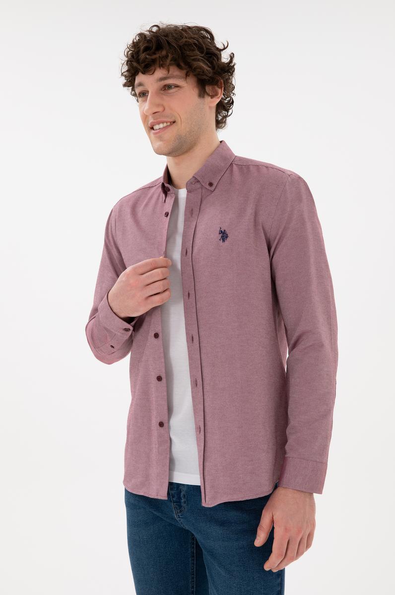 Erkek Bordo Uzun Kollu Basic Gömlek