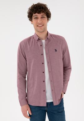 Erkek Bordo Uzun Kollu Basic Gömlek - 50296777036