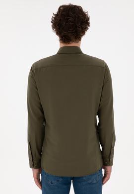 Erkek Haki Uzun Kollu Basic Gömlek - 50296777063