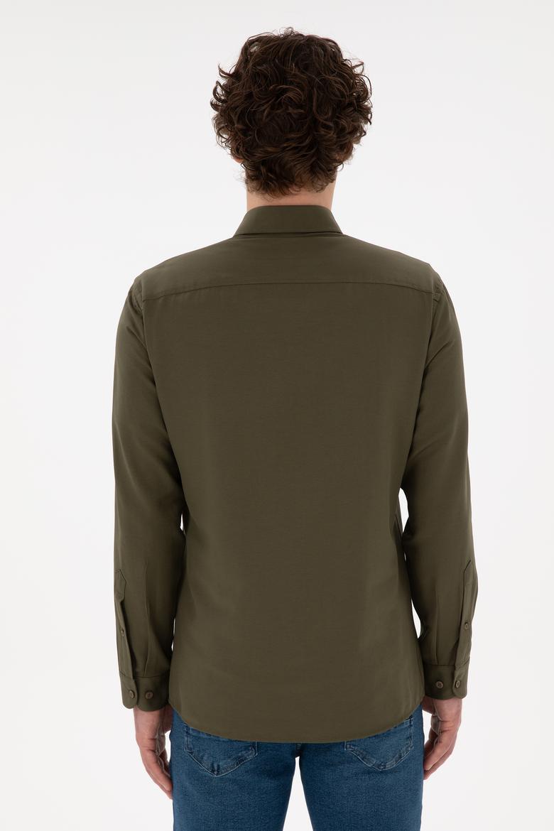 Erkek Haki Uzun Kollu Basic Gömlek - 50296777063
