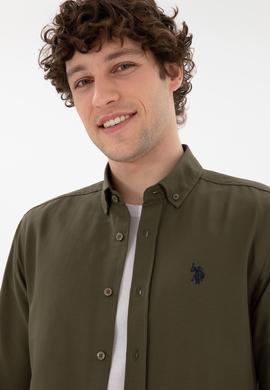 Erkek Haki Uzun Kollu Basic Gömlek - 50296777063