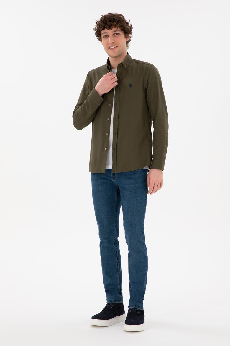 Erkek Haki Uzun Kollu Basic Gömlek - 50296777063