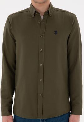 Erkek Haki Uzun Kollu Basic Gömlek - 50296777063