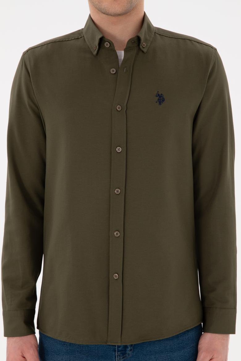 Erkek Haki Uzun Kollu Basic Gömlek - 50296777063