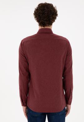 Erkek Bordo Uzun Kollu Basic Gömlek - 50296757018