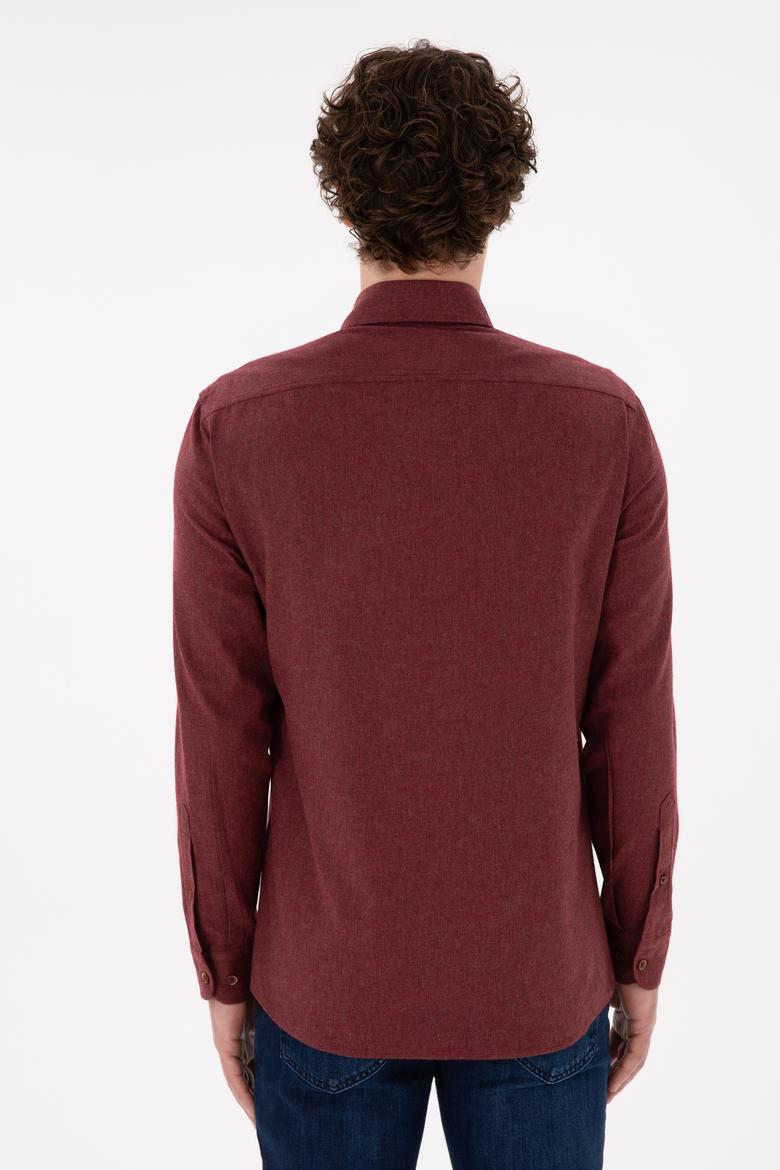 Erkek Bordo Uzun Kollu Basic Gömlek - 50296757018