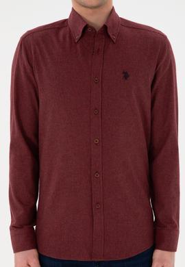Erkek Bordo Uzun Kollu Basic Gömlek - 50296757018