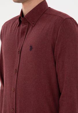 Erkek Bordo Uzun Kollu Basic Gömlek - 50296757018