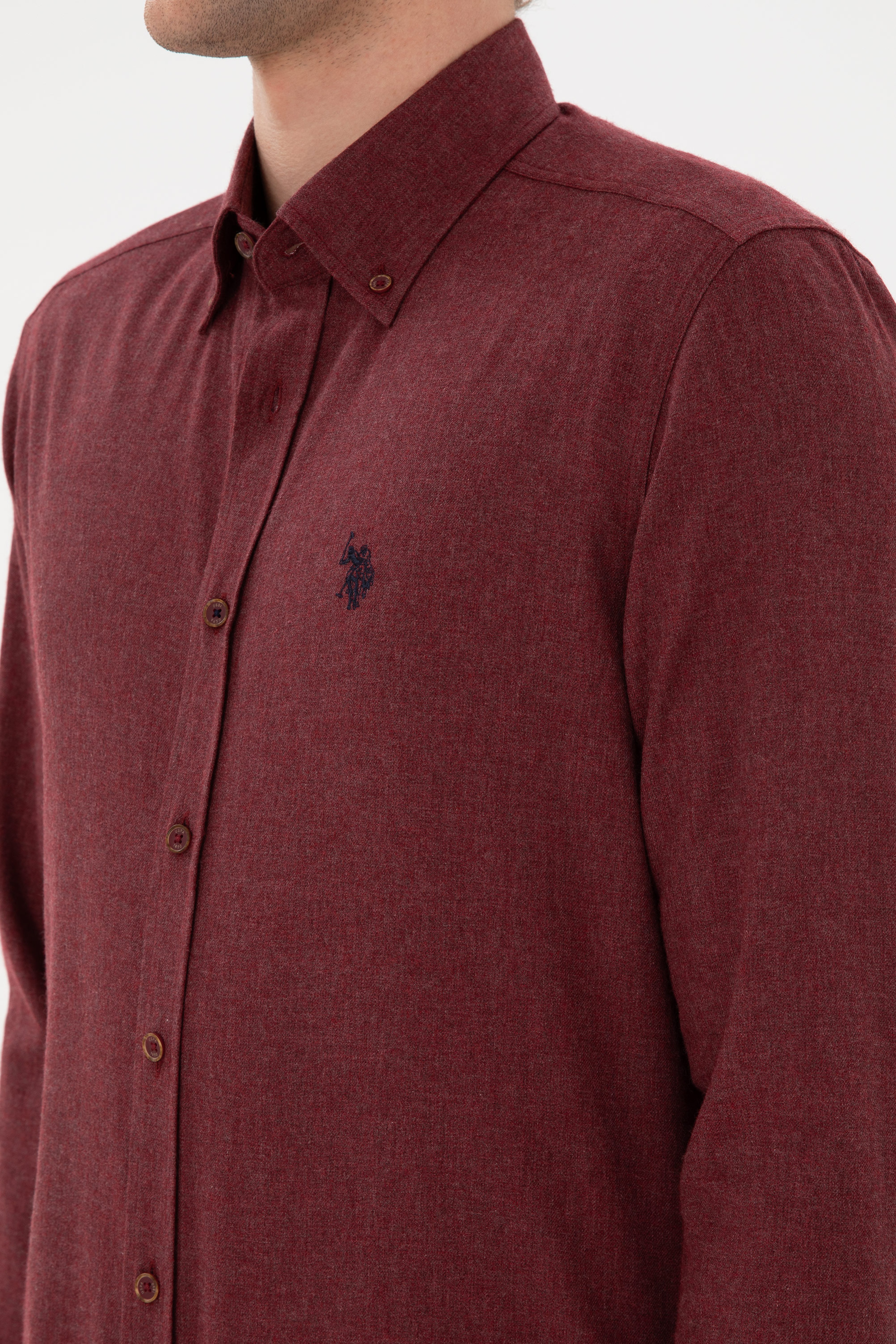 Erkek Bordo Uzun Kollu Basic Gömlek